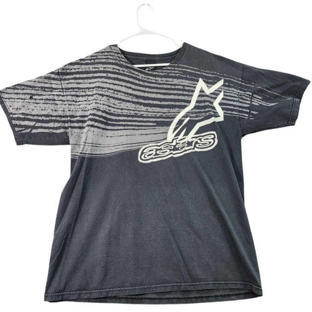 Alpinestars Shirt Mens Large Gray Motorcycle Racing Logo Graphic Tee Made USA